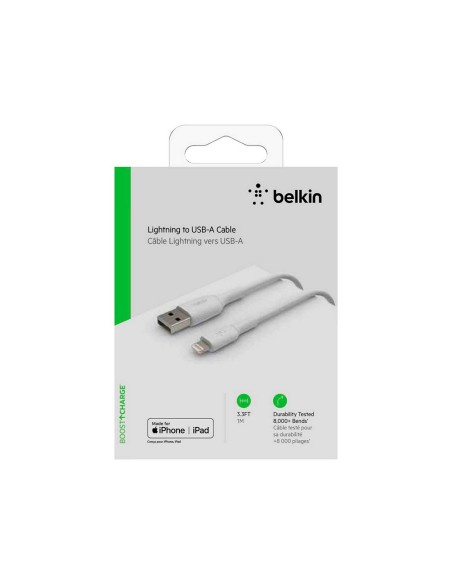 Cable belkin caa001bt1mwh lightning a usb-a boost charge longitud 1 m color blanco