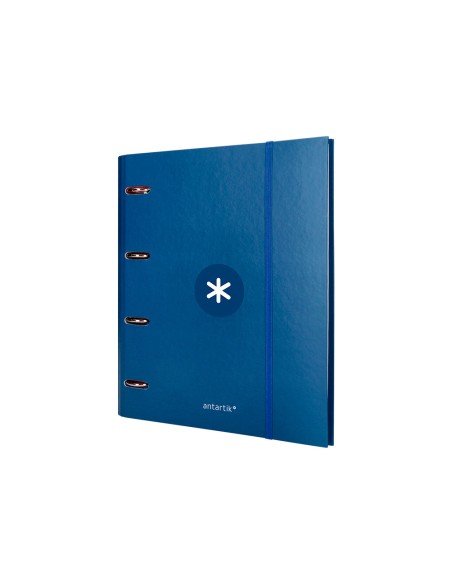 Carpeta con recambio antartik a4 cuadro 5mm forrada 4 anillas 40mm redondas con solapa color azul marino