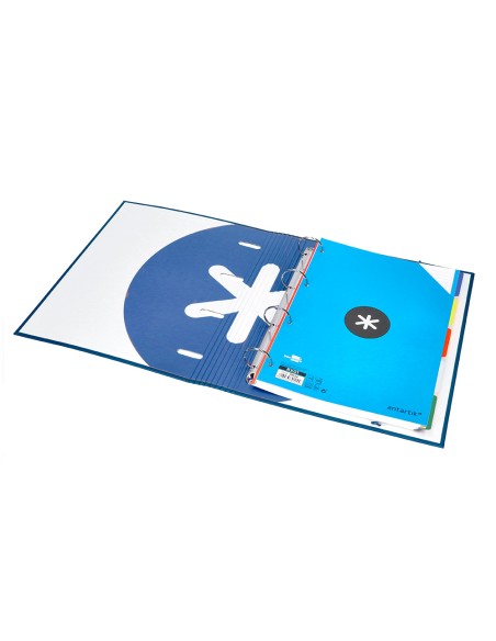 Carpeta con recambio antartik a4 cuadro 5mm forrada 4 anillas 40mm redondas con solapa color azul marino