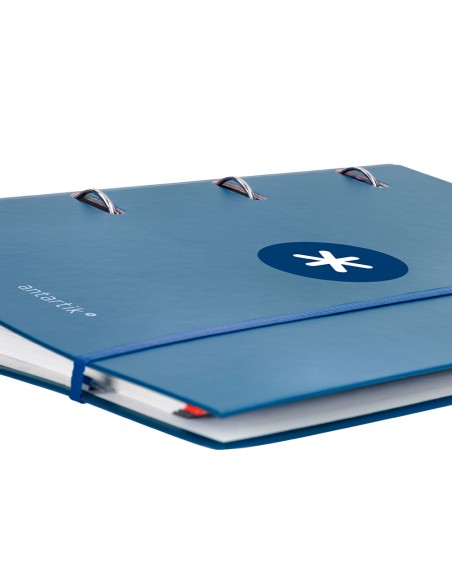 Carpeta con recambio antartik a4 cuadro 5mm forrada 4 anillas 40mm redondas con solapa color azul marino