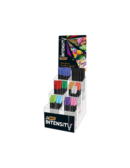 Rotulador bic intensity fine punta de fibra 0,4 mm expositor 192 unidades colores surtidos 160x130x345 mm