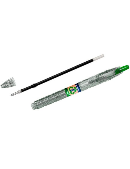 Boligrafo pilot ecoball plastico reciclado tinta aceite punta de bola 1 mm color verde