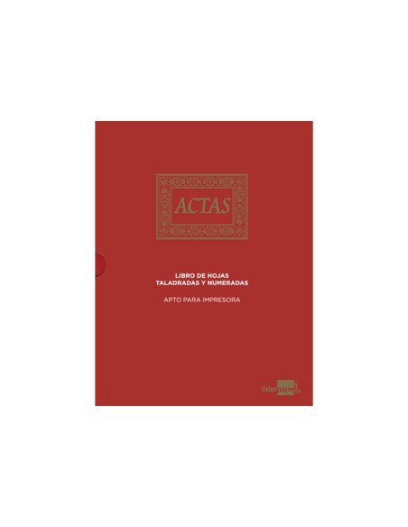 Libro liderpapel din a4 actas 30 anillas con 100 hojas movibles taladradas y numeradas color burdeos