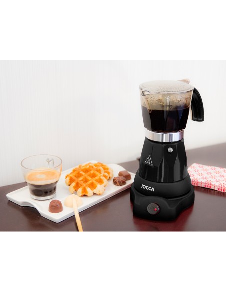 Cafetera jocca italiana electrica capacidad 6 tazas jarra transparente sin cables 220-240v color negro
