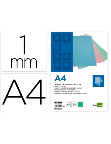 Tapa encuadernacion liderpapel carton a4 1 mm...