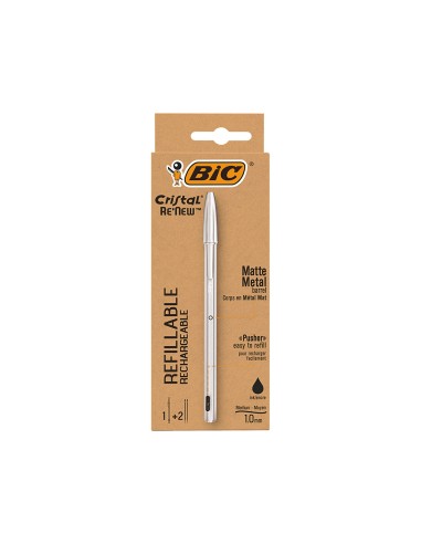 Boligrafo bic cristal renew cuerpo en aluminio...