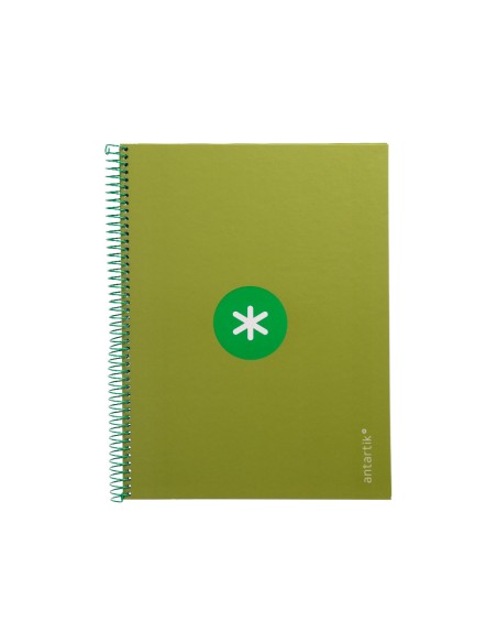 Cuaderno espiral a4 micro antartik tapa forrada 80h 90 gr cuadro 5mm 1 banda 4 taladros verde
