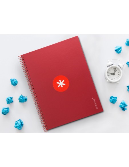 Cuaderno espiral a4 micro antartik tapa forrada 80h 90 gr cuadro 5mm 1 banda 4 taladros frambuesa