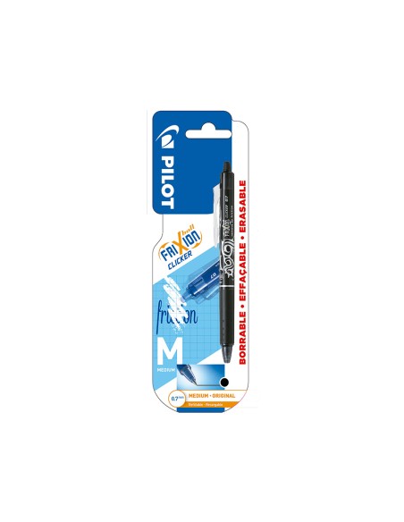 Boligrafo pilot frixion clicker borrable 0,7 mm punta media negro en blister
