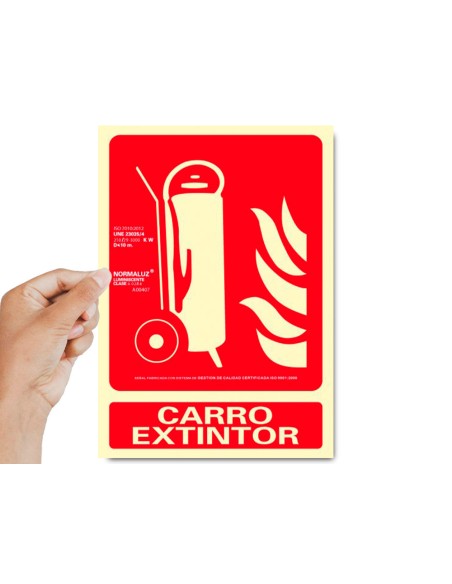 Pictograma archivo 2000 carro extintor pvc rojo luminiscente 210x300 mm