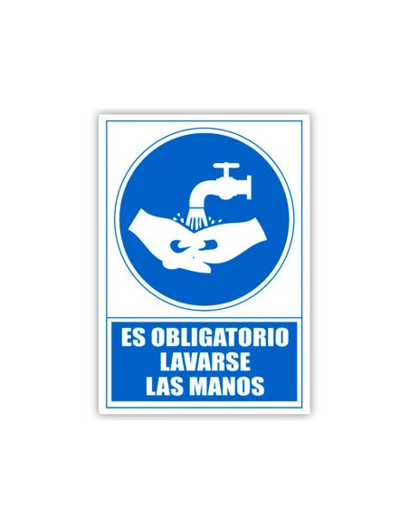 Pictograma archivo 2000 obligatorio lavarse las manos pvc color azul 210x297 mm