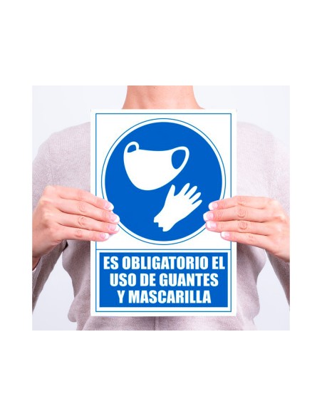 Pictograma archivo 2000 obligatorio el uso de guantes y mascarilla pvc color azul 210x297 mm