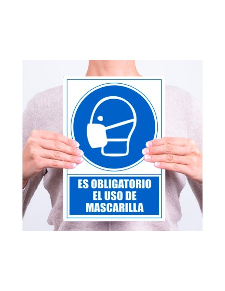 Pictograma archivo 2000 obligatorio el uso de mascarilla pvc color azul 210x297 mm