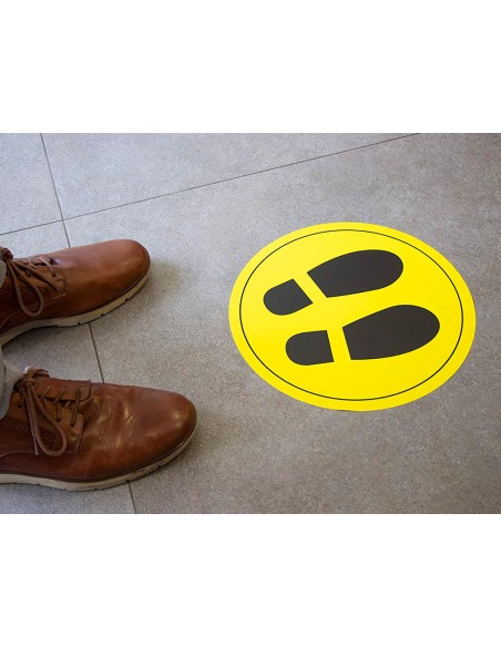Circulo de señalizacion adhesivo apli para suelo pvc 100 mc pies color amarillo/negro diametro 30 cm