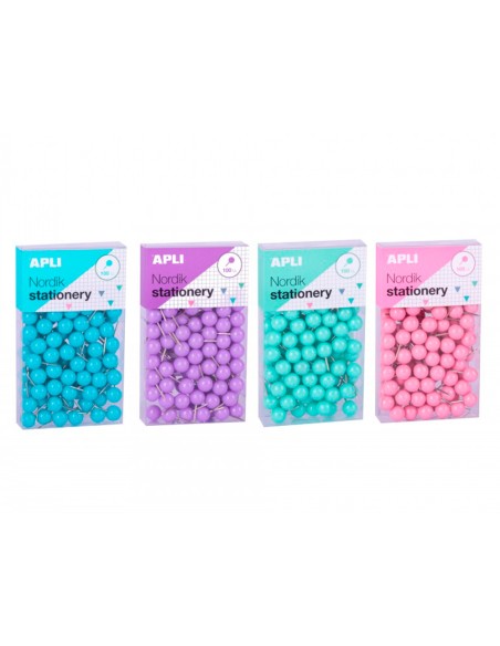 Aguja señalizadora apli redonda nordik 9 x 20 mm color pastel surtidos caja de 100 unidades
