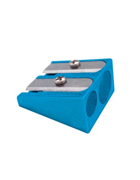 Sacapuntas liderpapel metalico cuña 2 usos color azul
