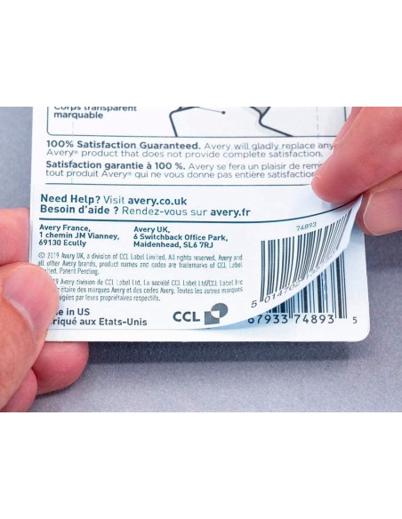 Etiqueta adhesiva cubriente avery permanente para impresora laser blanca 63,5x 38,1 mm caja de 525 unidades