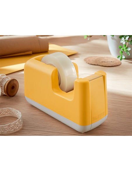Portarrollo sobremesa leitz cosy plastico para cintas 33 m color amarillo