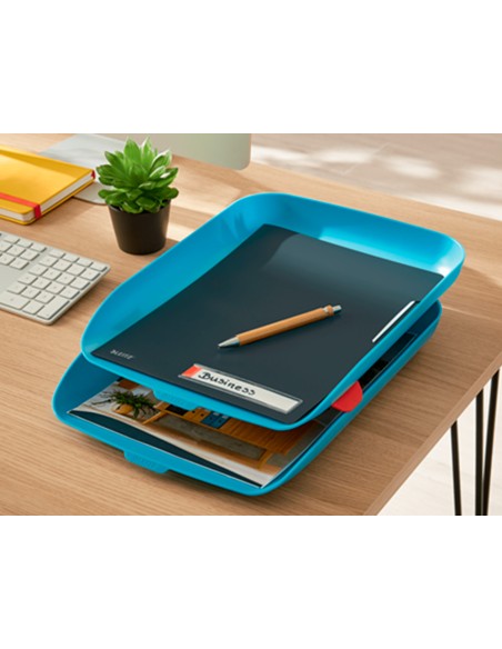 Bandeja sobremesa plastico leitz cosy set de 2 unidades azul 274x81x407 mm