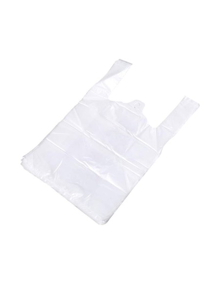 Bolsa camiseta reciclada 70% blanca 50 mc 48x60 cm apta legislacion de bolsas 2021