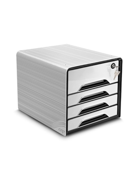 Fichero cajones de sobremesa cep smoove secure con cerradura 4 cajones color blanco/negro 288x360x270 mm