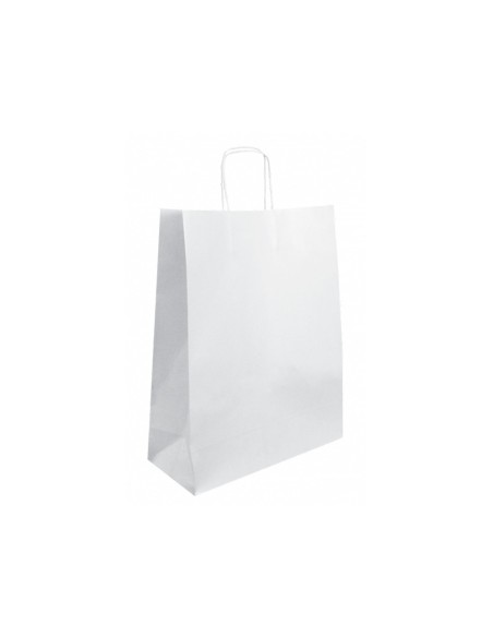 Bolsa kraft basika celulosa blanco 90 gr asa retorcida tamaño \"l\" 320x140x400 mm