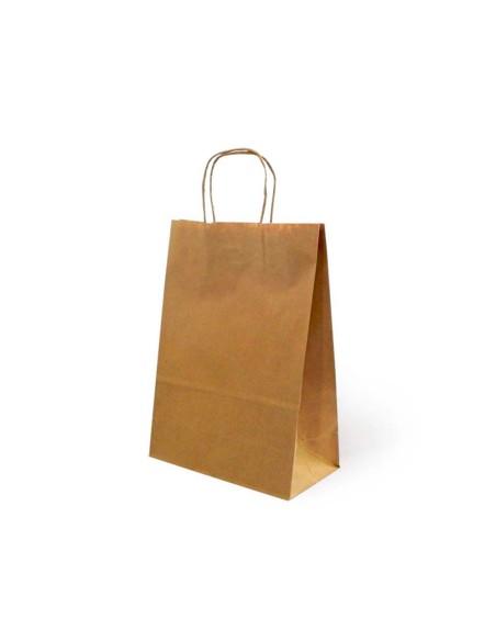 Bolsa kraft basika natural reciclado 90 gr asa retorcida tamaño \"l\" 320x140x400 mm