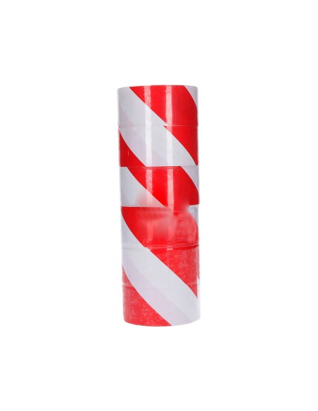 Cinta de señalizacion q-connect no adhesiva rojo y blanco 300 m x 75 mm