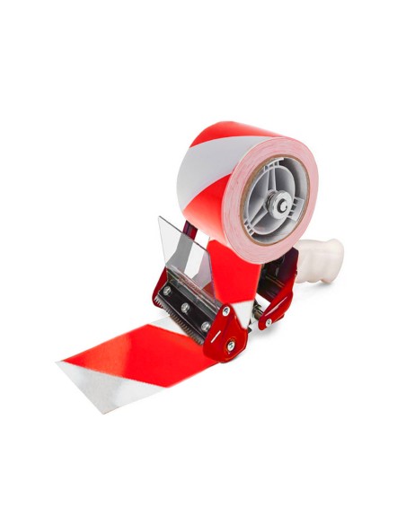 Cinta adhesiva q-connect de seguridad rojo y blanco 20 m x 48 mm