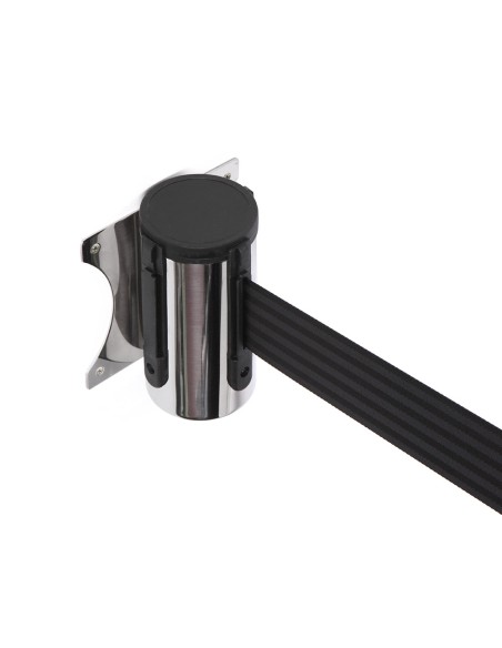 Cinta extensible de pared separadora retractil de 2 m clips a ambos lados y clip de recepcion color negro