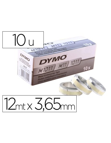 Cinta dymo aluminio con adhesivo 12mm x 3,65mt...