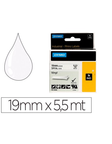 Cinta dymo vinilo blanco 19mm x 5,5mt para...
