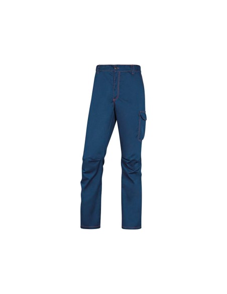 Pantalon de trabajo deltaplus cintura elastica 5 bolsillos color azul marino / naranja talla xxl