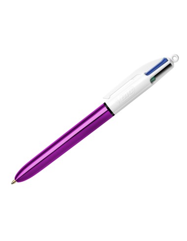 Boligrafo bic cuatro colores shine morado punta...