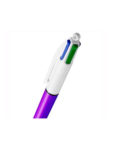 Boligrafo bic cuatro colores shine morado punta...
