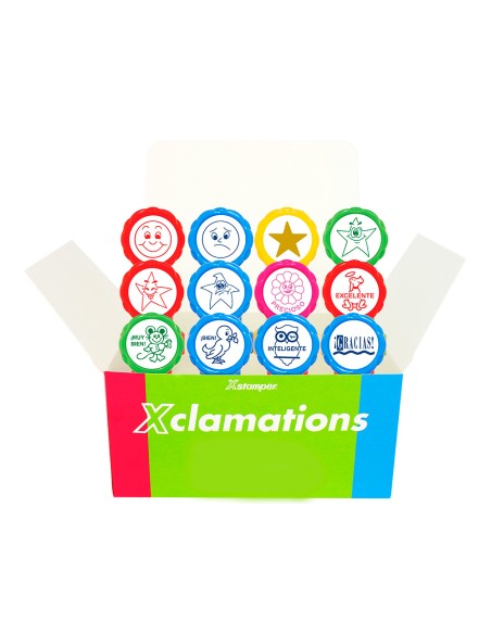 Sello x'stamper emoticono uso escolar expositor de 12 unidades surtidas