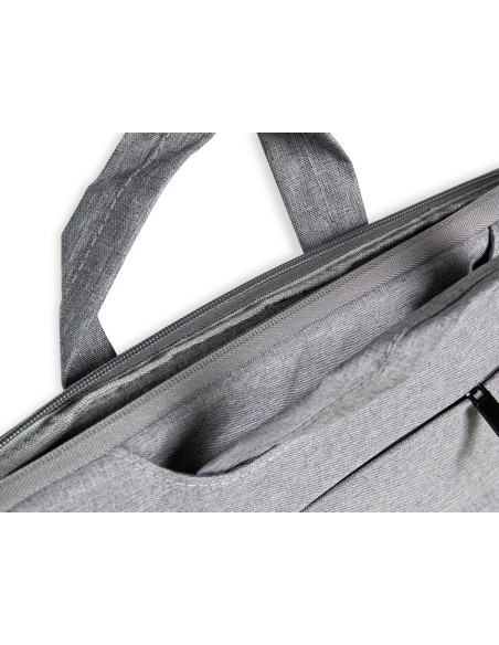 Funda para portatil q-connect 15,6\" con asas retractiles cremallera 3 bolsillos exteriores gris