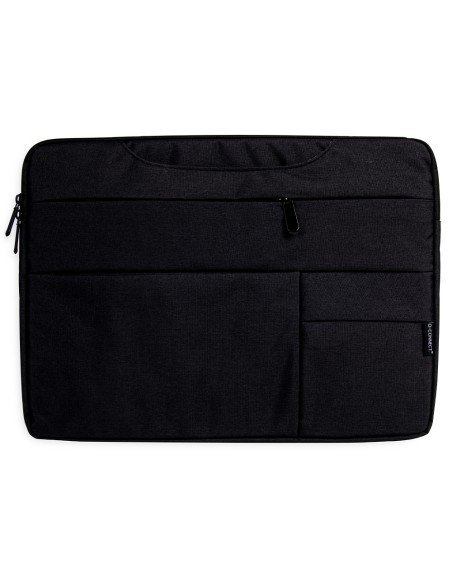 Funda para portatil q-connect 15,6\" con asas retractiles cremallera 3 bolsillos exteriores negro