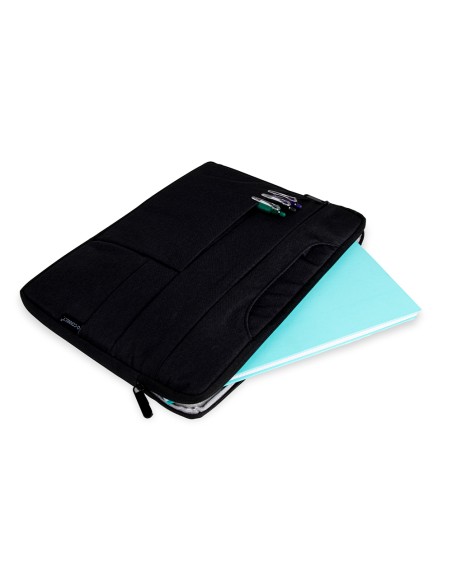 Funda para portatil q-connect 15,6\" con asas retractiles cremallera 3 bolsillos exteriores negro