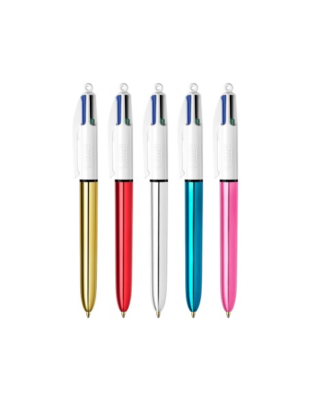 Boligrafo bic cuatro colores shine box caja metalica 5 unidades surtidas