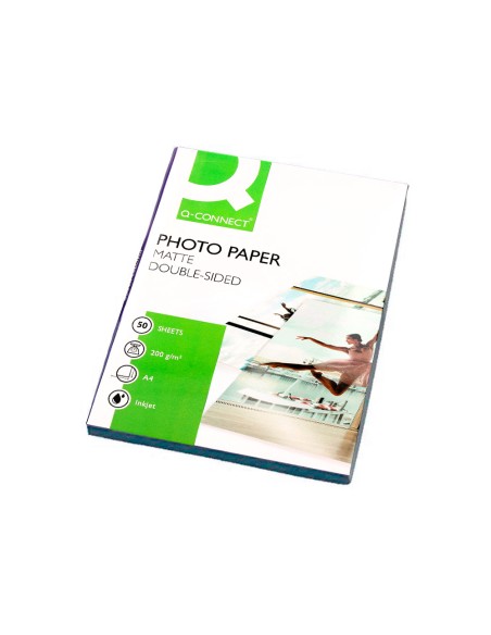 Papel q-connect foto mate doble cara din a4 para fotocopias e impresoras ink- jet bolsa de 50 hojas 220 gr