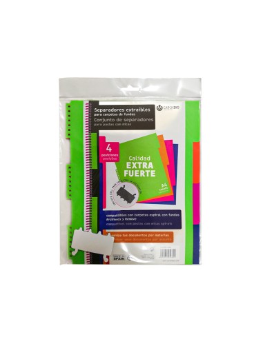 Separador carchivo polipropileno extra rigido...