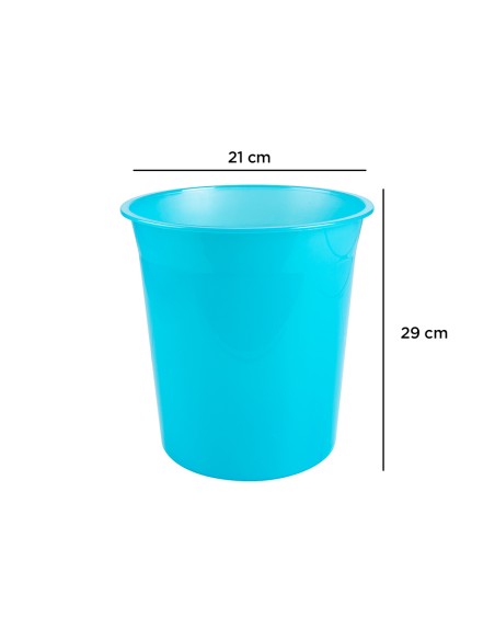 Papelera plastico q-connect turquesa translucido 13 litros 275x285 mm