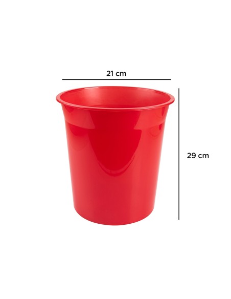 Papelera plastico q-connect rojo translucido 13 litros 275x285 mm