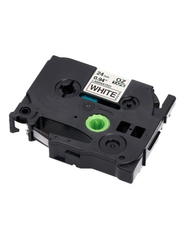 Cinta q-connect tze-251 blanco-negro 24mm...