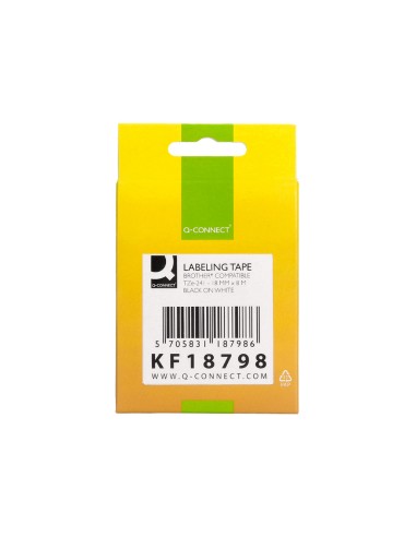 Cinta q-connect tze-241 blanco-negro 18mm...