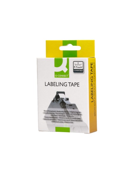 Cinta q-connect tze-231 blanco-negro 12mm longitud 8 m