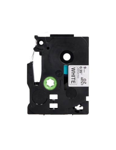 Cinta q-connect tze-221 blanco-negro 9mm...