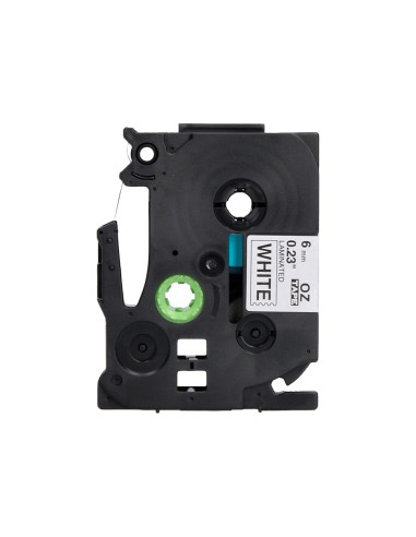 Cinta q-connect tze-211 blanco-negro 6mm...