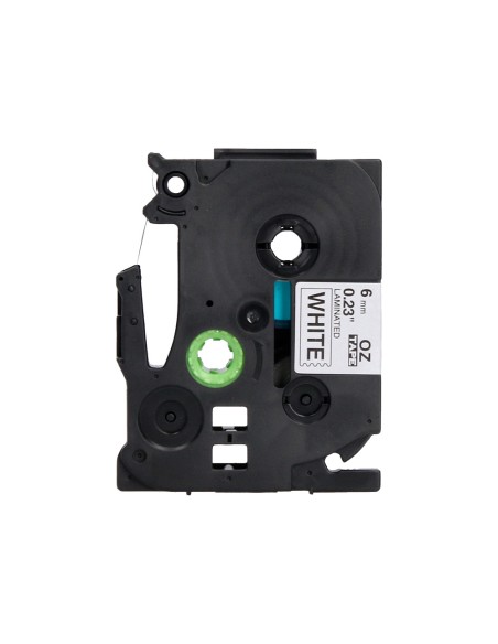 Cinta q-connect tze-211 blanco-negro 6mm longitud 8 m